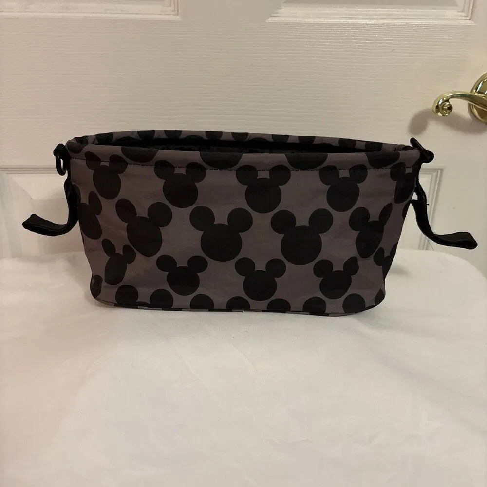 Disney Baby Universal Stroller Organizer Black Mickey Ear Print  Vinyl  W/straps
